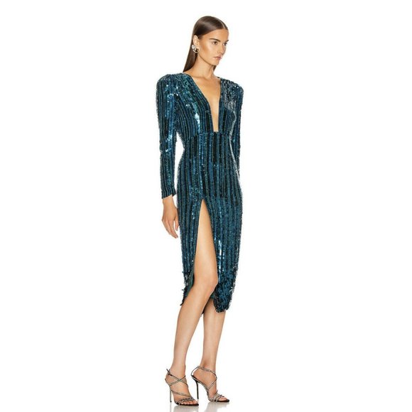 Rêve Riche Miesha Dress Forest Green Sequins Party - Picture 1 of 9